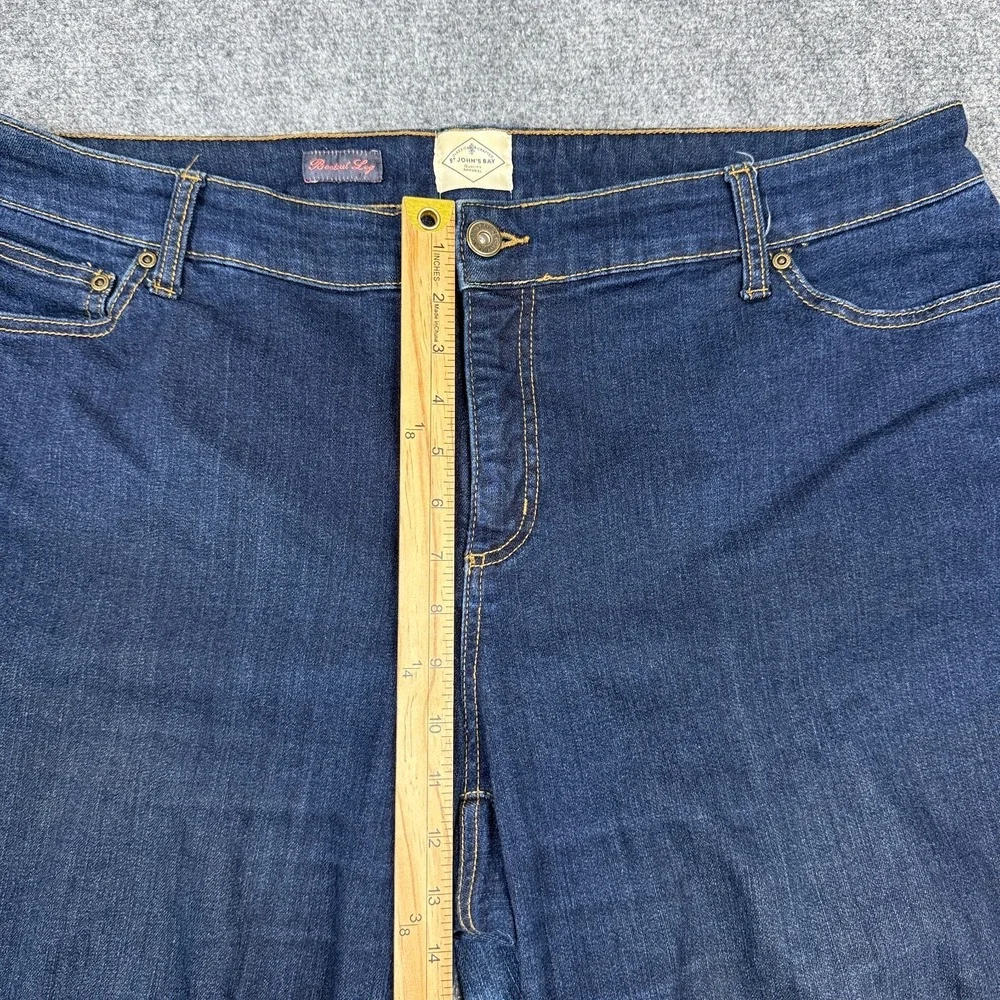 St‎ Johns Bay Bootcut Jeans Womens 20W Dark Wash Stretch Denim Plus Size Blue